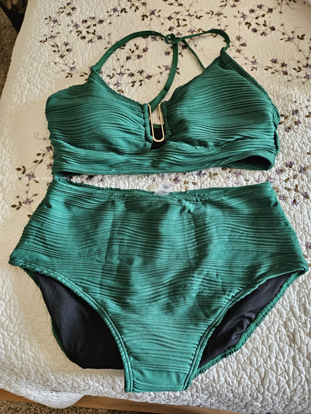 Stance Teal Ribbed Swim Top